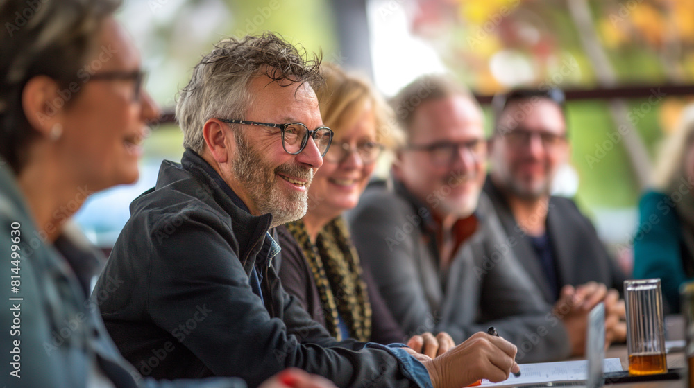 Senior Businessman Smiling at a Meeting. Senior Businessman Smiling at a Meeting.