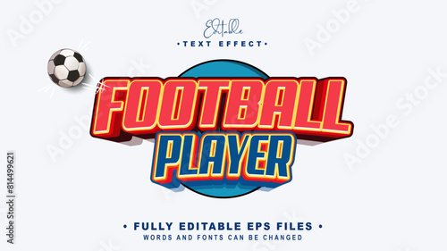 editable football player text effect.typhography logo
