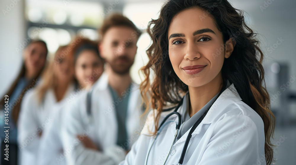 Cheerful Healthcare Professional with a Team. Cheerful Healthcare Professional with a Team.