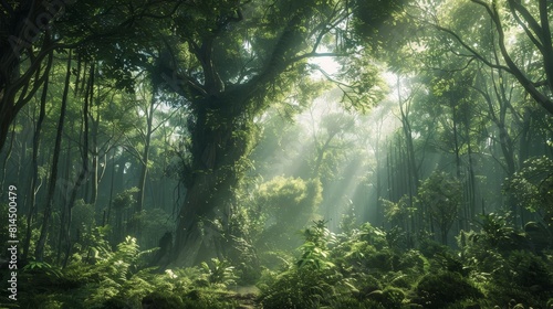Aura of ancient power fills forest air evoking awe and reverence wallpaper
