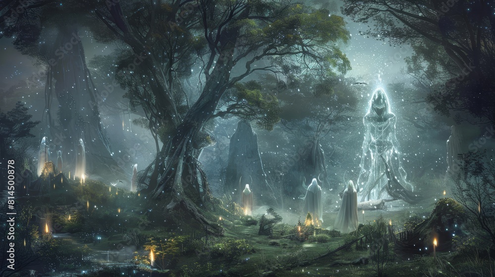Celestial guardians guarding woods dispelling darkness with light wallpaper Celestial guardians guarding woods dispelling darkness with light wallpaper