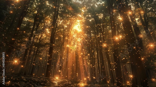 Cosmic energy pulsating illuminating forest's darkest corners wallpaper © javier