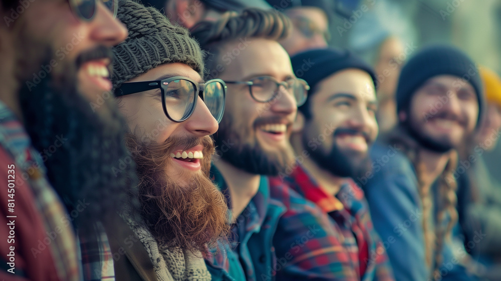 Line of Joyful Hipsters, Urban Style. Line of Joyful Hipsters, Urban Style.