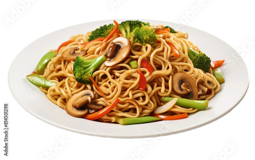 Gourmet Stir-Fried Noodle Delight Isolated On Transparent Background PNG.