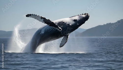 A majestic humpback whale breaching out of the wat upscaled_2