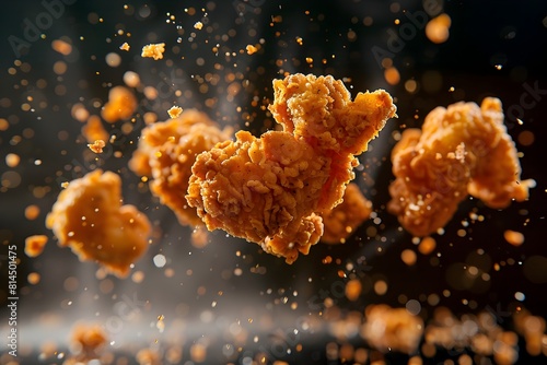 Frozen motion of levitating fried chicken in a dynamic food explosion concept