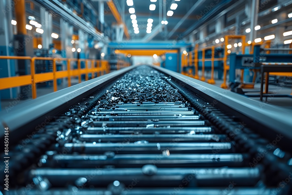 Fototapeta premium High Tech Automotive Parts Sorting System in Modern Manufacturing Facility