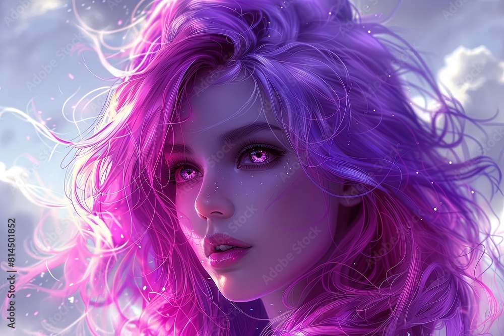 Ethereal Flight: Captivating Fantasy Portrait of a Flying Girl in Painterly Style Ethereal Flight: Captivating Fantasy Portrait of a Flying Girl in Painterly Style