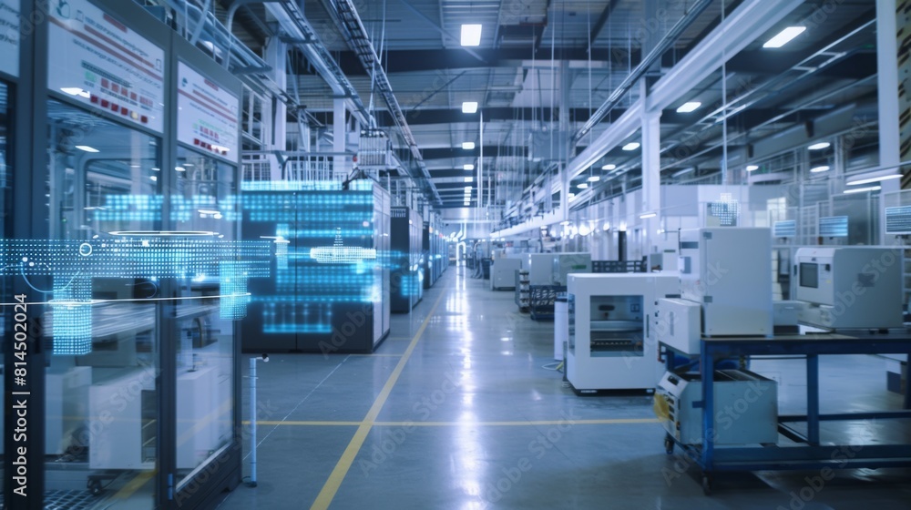 A sprawling factory filled with a multitude of machines engaged in various industrial processes.