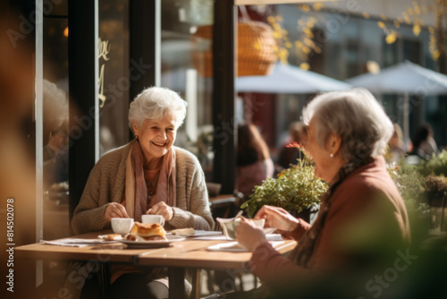 Joyful Senior Friends at a Caf  