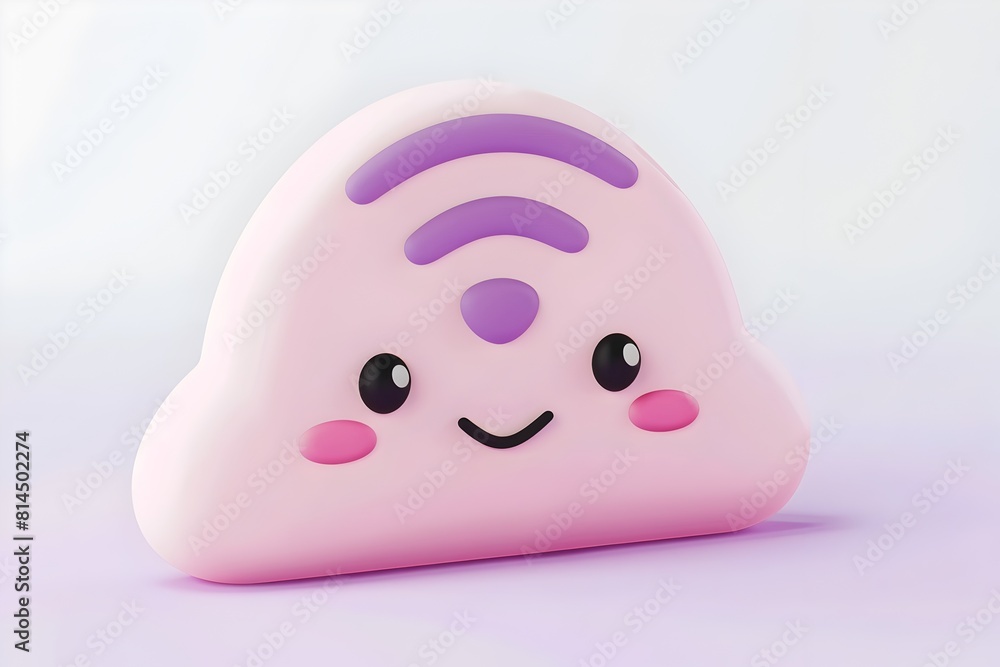 Fototapeta premium Cute Smiling WiFi Icon for Digital Apps and Interfaces