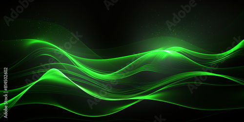 3d render abstract wallpaper. Green neon lines. AI-Generated Image