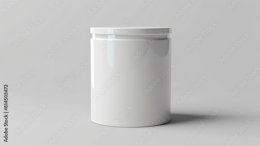Blank mock up of a cylindrical container with a smooth white surface Blank mock up of a cylindrical container with a smooth white surface