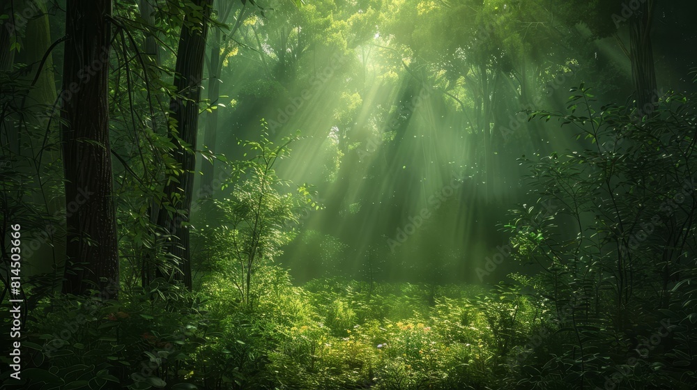 Obraz premium Glowing light through dense foliage wallpaper