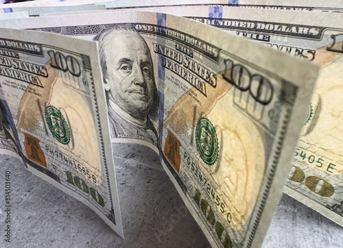 close up of one hundred United States dollars banknotes. US dollar is the world currency