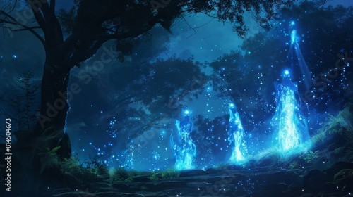 Celestial guardians illuminate woodland realm wallpaper