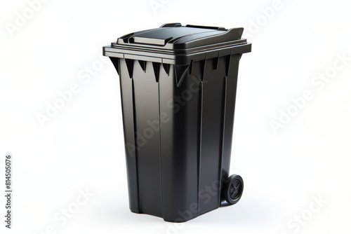 black garbage bin Isolated on white background