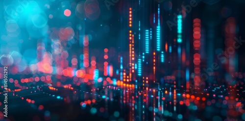 digital stock market graph background in the style of blue light and bokeh