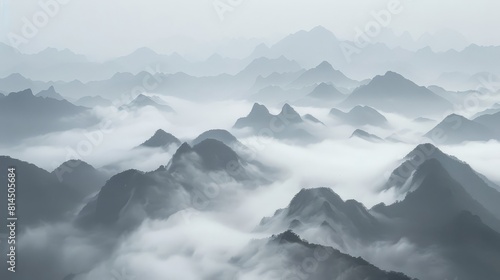 Distant hills obscured by mist their outlines barely visible wallpaper photo