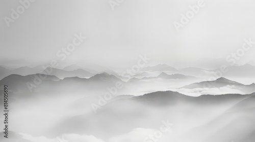 Misty haze obscures distant hills barely revealing their outlines wallpaper