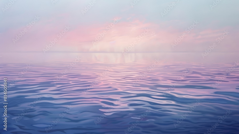 Calm waters mirror misty sky's subdued hues reflecting the scene above wallpaper
