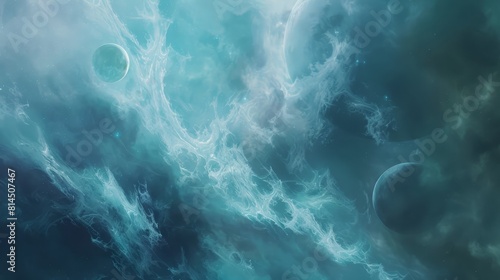 Celestial tendrils envelop planets ethereal forms intrigue wallpaper