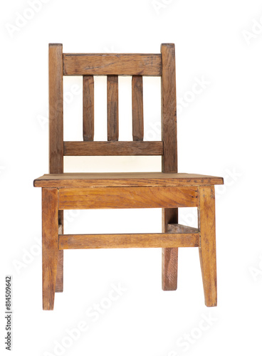 vintage wooden high chair isolated on white background