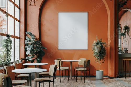 Orange Room With Tables and Chairs