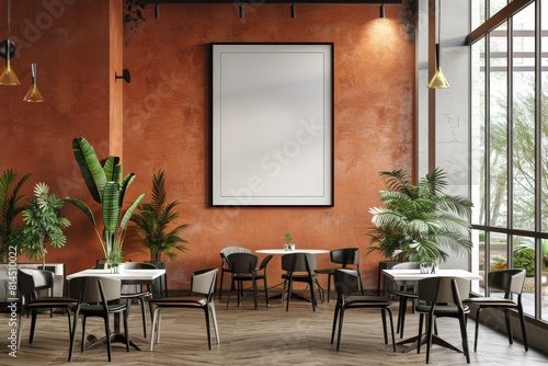 Orange Room With Tables and Chairs