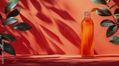Bottle of Orange Juice Next to Plant