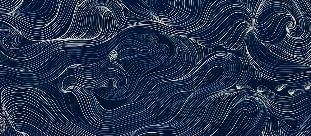 Fototapeta premium blue grey wave oriental luxury texture banner background