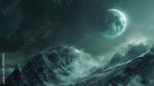 Celestial bodies add depth to misty tableau wallpaper