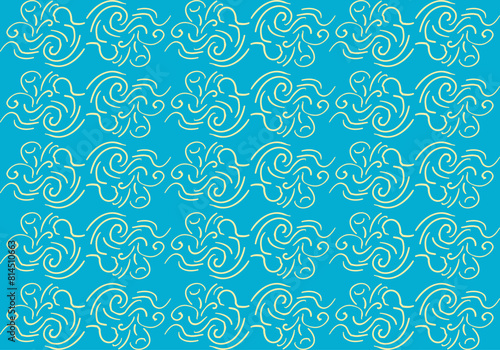 Fondo azul con patrón de líneas curvas entrelazadas azul claro.