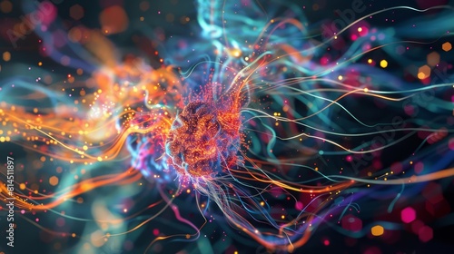 Colorful burst depicts creative neural networks wallpaper