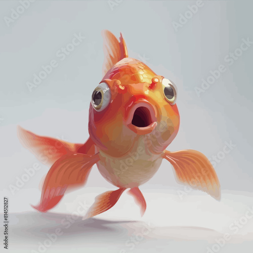 Cartoon goldfish isolated on white background. 3D illustration.