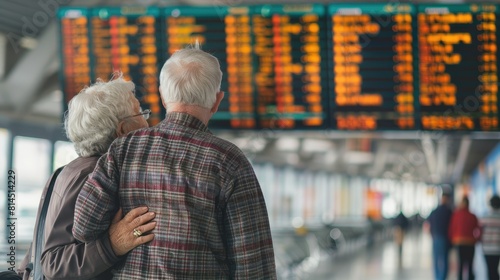 Elderly Couple Waiting for Boarding Time at Airport