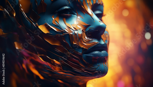 Abstract human face 3d render artificial intelligence. AI-Generated Image #814514642