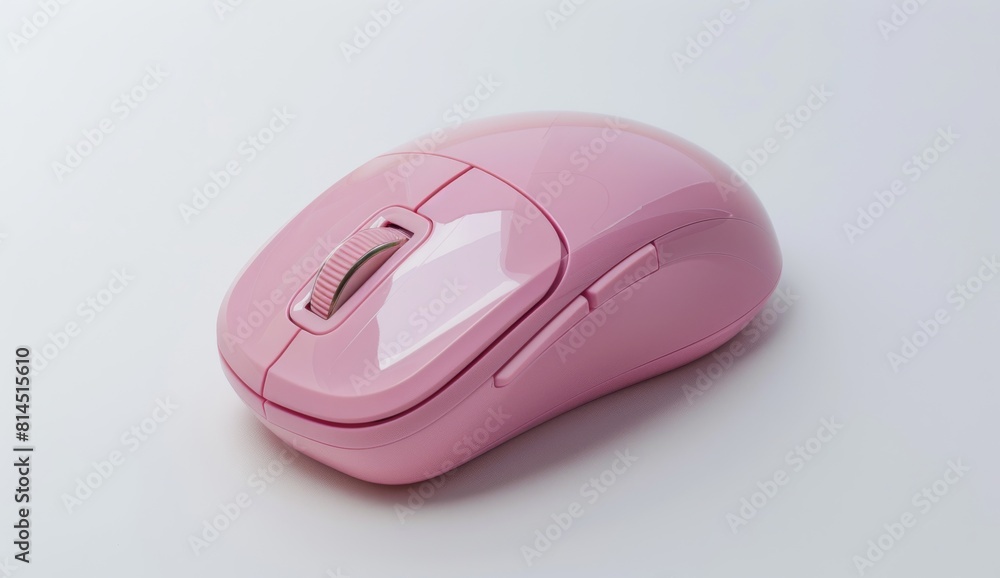pink computer wireless mouse isolated on a white background