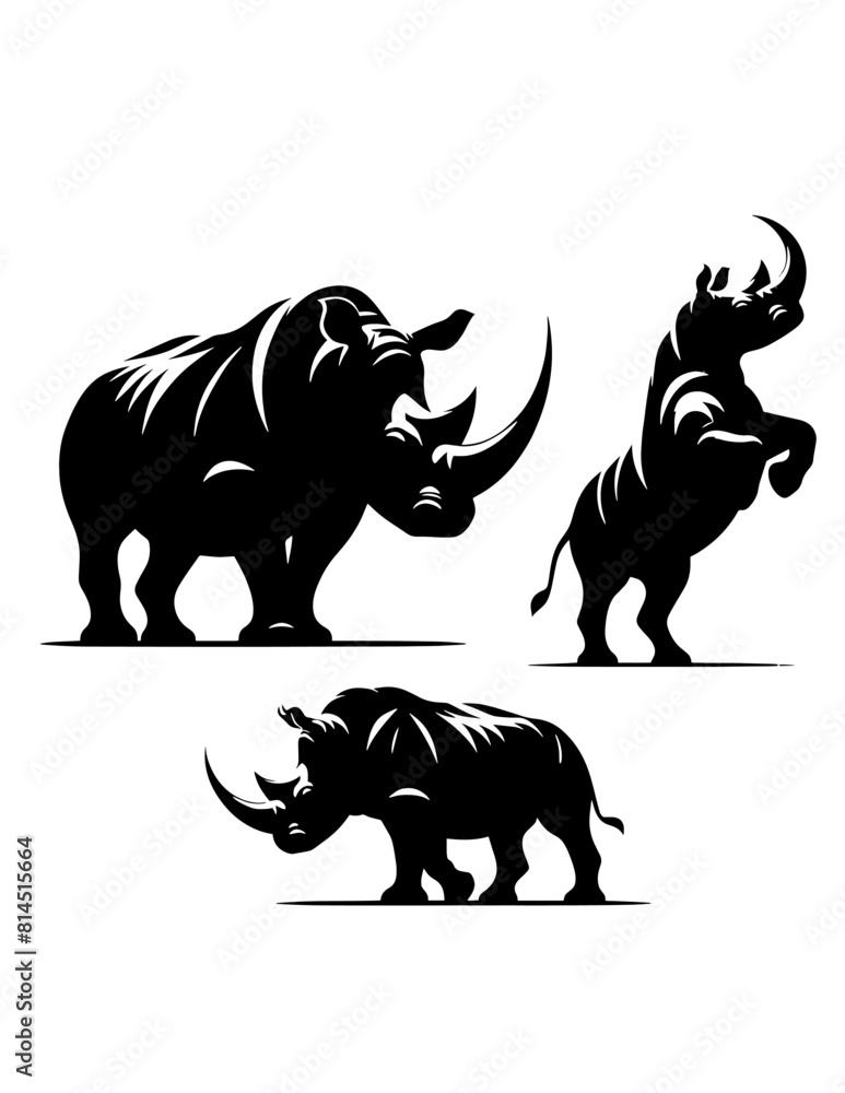 Fototapeta premium set silhouette of rhino