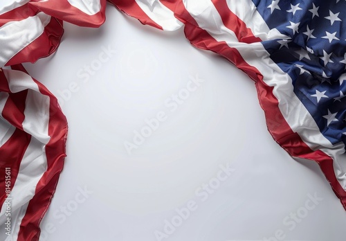 American Flag on White Background