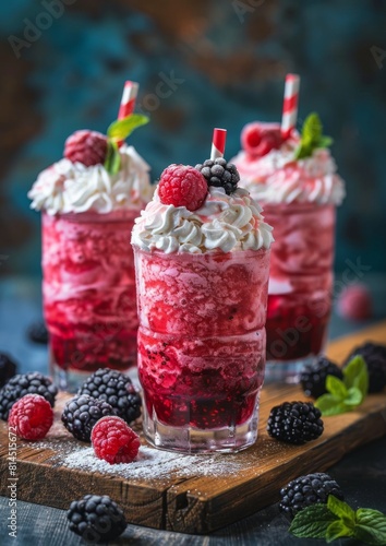 Glass Filled With Ice and Berries on Table