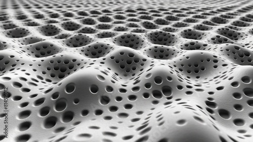White pattern with organic holes, creating an intricate and visually intriguing abstract texture.
