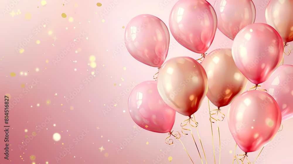 Pink and gold balloon background Pink and gold balloon background