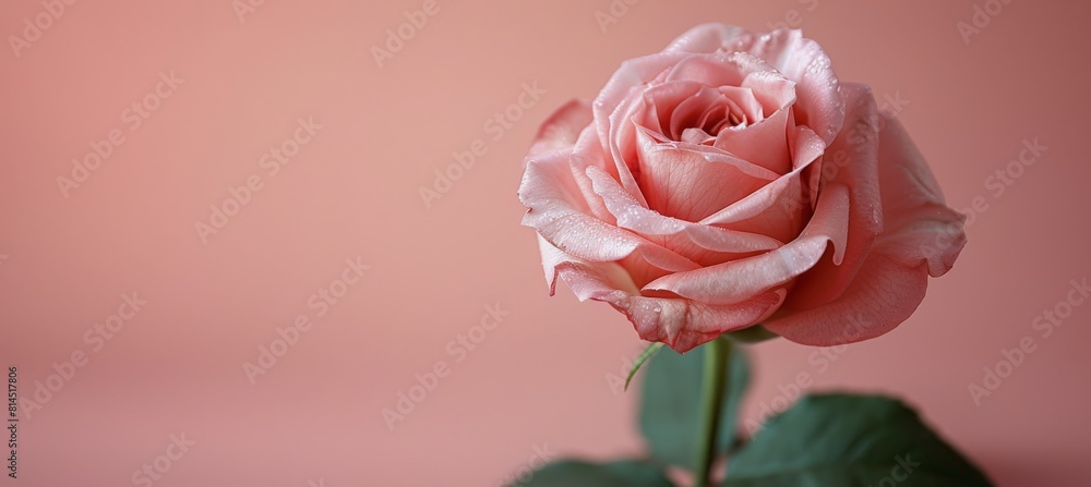 Fototapeta premium Pink Rose on Pink Background