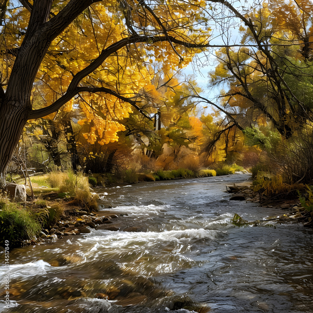 A beautiful landscape of the Rubicon River. The trees along the riverbank and the flow of the water are beautifully captured Ai generative A beautiful landscape of the Rubicon River. The trees along the riverbank and the flow of the water are beautifully captured Ai generative
