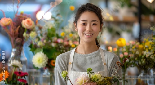 Woman Standing in Front of Flowers