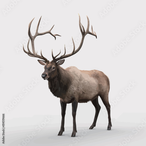 Deer with antlers on a white background. 3d rendering