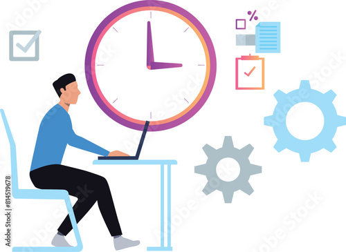 A boy working in office hours