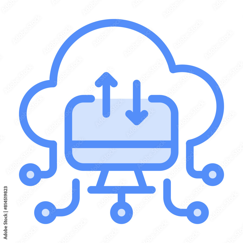 Computer Cloud Icon With Linear Color Style Computer Cloud Icon With Linear Color Style
