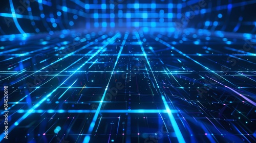 Wallpaper Mural Tech blue neon grid abstract laser poster background Torontodigital.ca